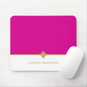 Mousepad de Nome Dourado Rosa Quente Moderno Elega