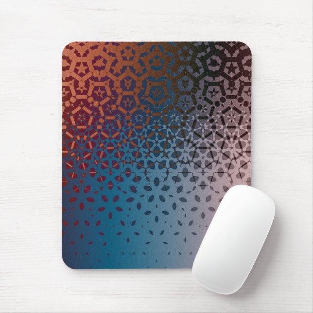 Mousepad De Padrão Geométrico Vermelho a Azul (Com mouse)