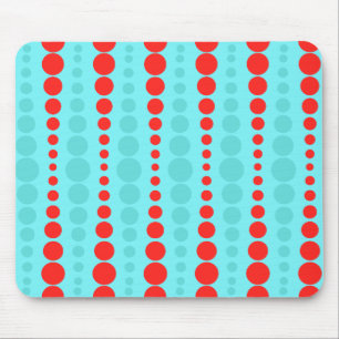 Mousepad de pontos vermelhos e turquesas