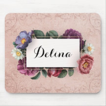 Mousepad de Quadro da Flor Rosa Vintage