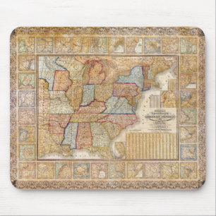 Mousepad De Samuel Mitchell mapa 1845 de parede dos Estados