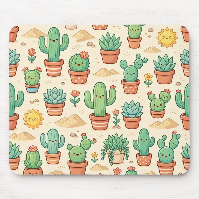 Mousepad de Suculentas de Cacto – Padrão do Desert (Frente)