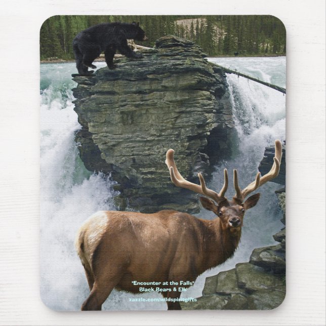 Mousepad de Suporte a Urso Negro e Elk (Frente)