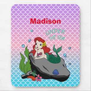 Mousepad De volta à escola com sereias e mar