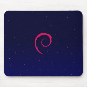 Mousepad Debian com um fundo do espaço