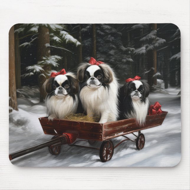 Mousepad Decado de Natal do Chin Snowy Sleigh (Frente)