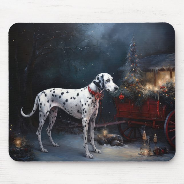 Mousepad Decência de Natal Dalmaciana Snowy Sleigh (Frente)