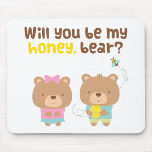 Mousepad Declaração de Amor com Piada Fofa Seja Meu Ursinho