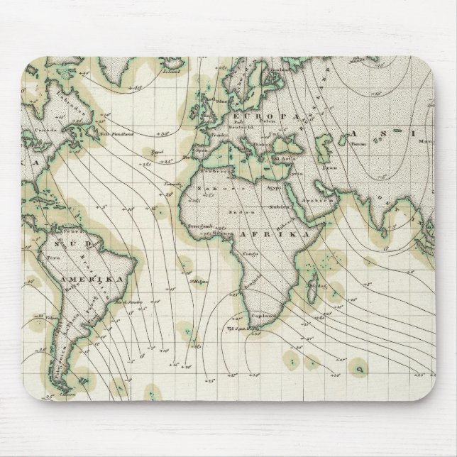 Mousepad Declinação magnética do mundo (Frente)