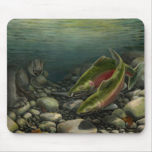 Mousepad Decor de Pintura de Pesca do Urso