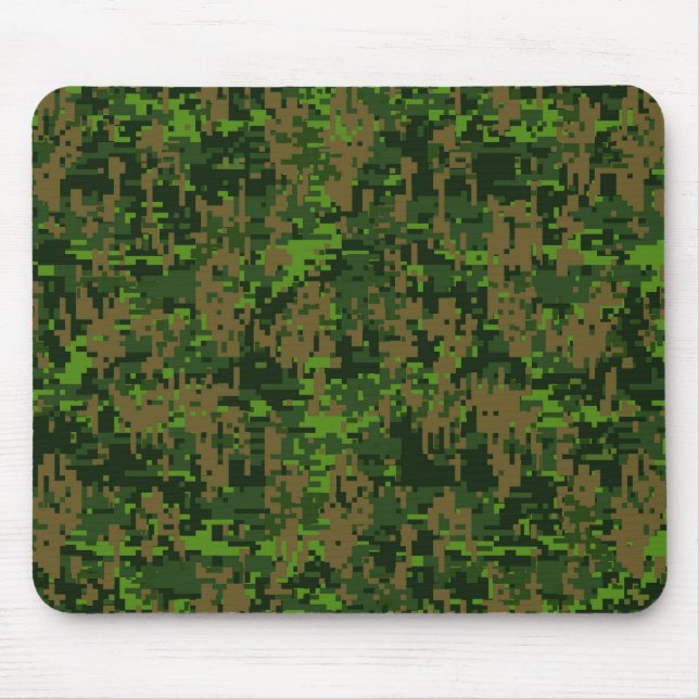 Mousepad Decoração da Camouflagem Verde Digital Estilo Wood (Frente)