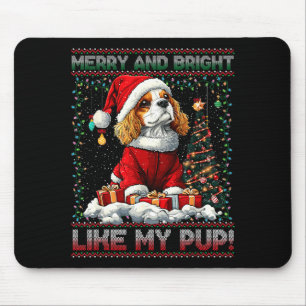 Mousepad Decoração de árvore de Natal do Cavalier King Char