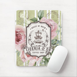 Mousepad Decoração de mesa animada Logotipo de café vintage