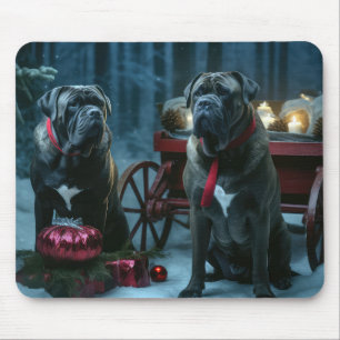 Mousepad Decoração de Natal Cane Corso Snowy Sleigh