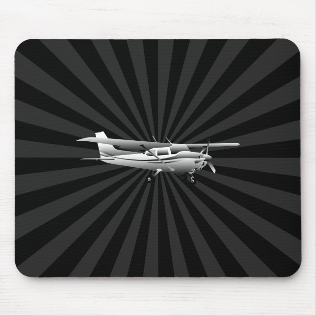 Mousepad Decoração do Sunburst do vôo da silhueta de Cessna (Frente)