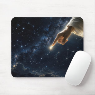 Mousepad Dedo de Deus Colocando uma Estrela no Céu Noturno