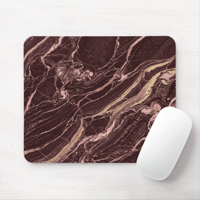 Mousepad Deep Marble Red Contemporary Aesthetic Look (Com mouse)