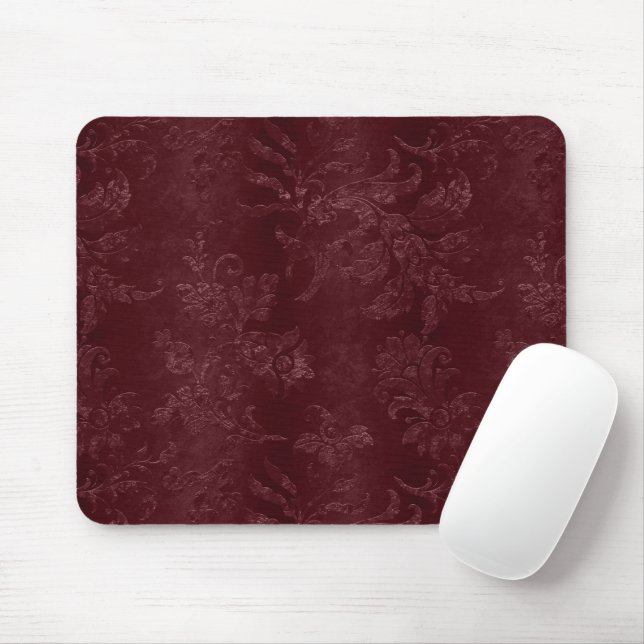 Mousepad Deep Red Burgundy Floral Christmas (Com mouse)