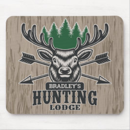 Mousepad Deer Elk Hunter ADD NAME Arco Hunting Lodge Cabin