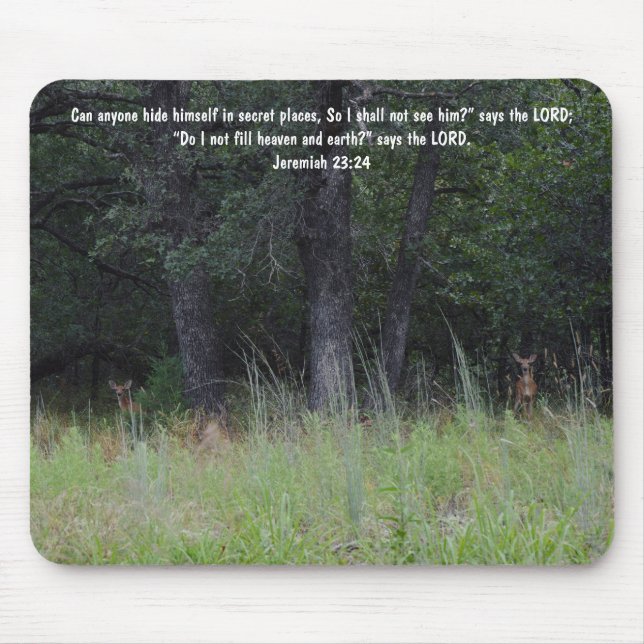 Mousepad Deer Hiding in Forest Faith Bible Verse Jeremiah (Frente)