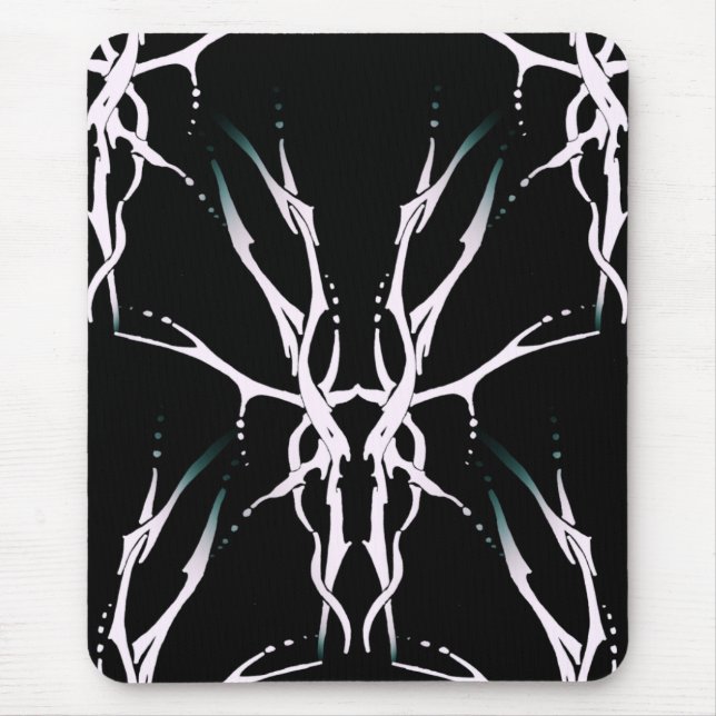 Mousepad Deer Skull Tribal Tattoo Digital White e Black (Frente)