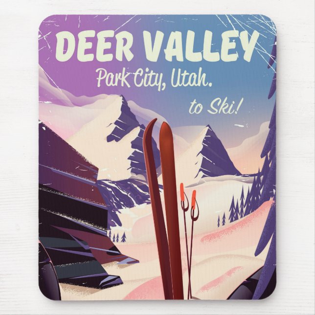 Mousepad Deer Valley, Park City, Utah, poster de viagens de (Frente)