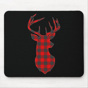 Mousepad Deer Xadrez Red Reindeer Buck Natal