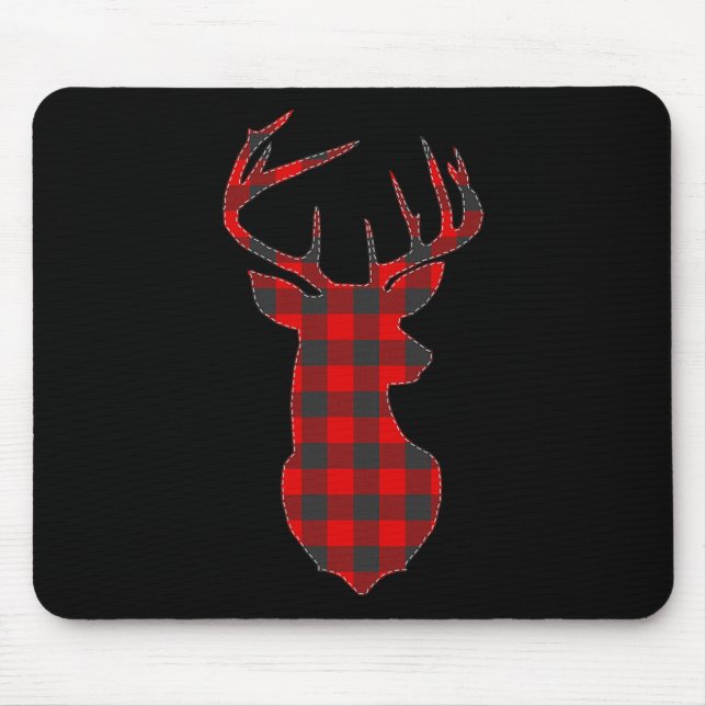 Mousepad Deer Xadrez Red Reindeer Buck Natal (Frente)