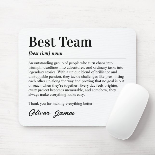 Mousepad Definição de Melhor Equipe Personalizada Obrigado  (Com mouse)
