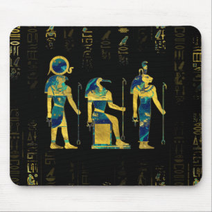 Mousepad Deidades egípcias em hieroglyphics ouro e mármor