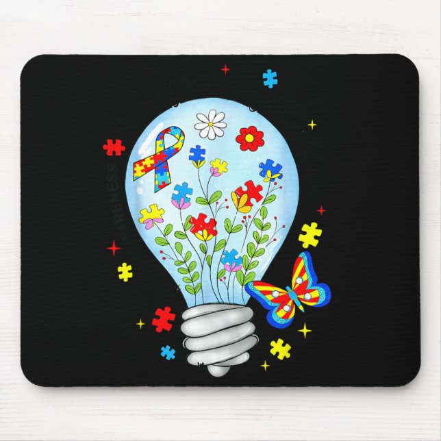 Mousepad Deixe a Luz Brilhar Azul Autista Conscientização d (Frente)