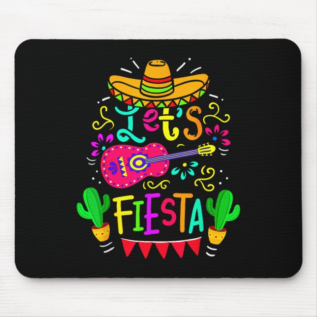 Mousepad Deixe Fiesta Cinco De Mayo Partido Mexicano Guitar (Frente)