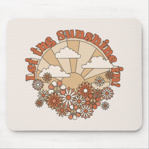 Mousepad Deixe o sol em Groovy Daisy Hippie Flowers
