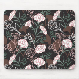 Mousepad Delicar Cravos Rosa com Folhas Verdes Florais