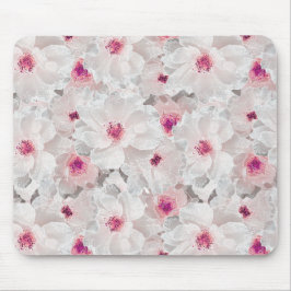 Mousepad Delicar floral branco e rosa