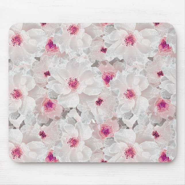 Mousepad Delicar floral branco e rosa (Frente)