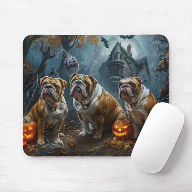 Mousepad Delícia Canina de Halloween do Bulldog (Com mouse)