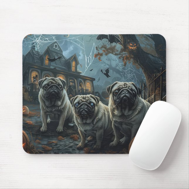 Mousepad Delícia Canina de Halloween Pug (Com mouse)