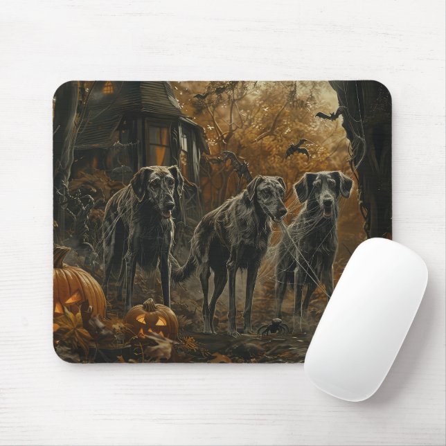 Mousepad Delícia Canina Noturna de Halloween do Afghan Houn (Com mouse)