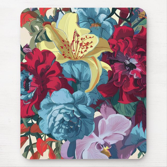 Mousepad Delícia Floral de Monograma com Aquarela (Frente)