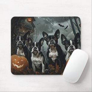 Mousepad Delícia Noturna de Halloween para Boston Terrier