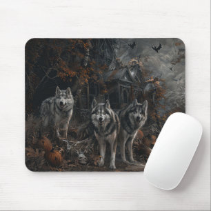 Mousepad Delícia Noturna de Halloween para Cães Malamute do