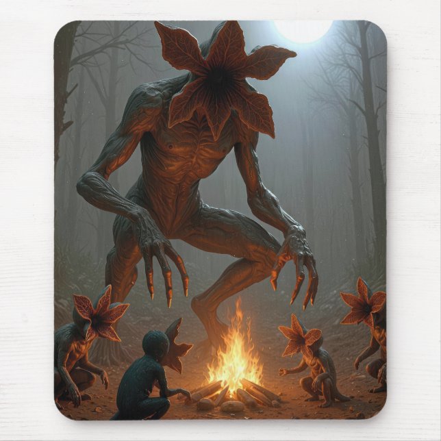 Mousepad Demogorgon Creatures Around a Campfire (Frente)