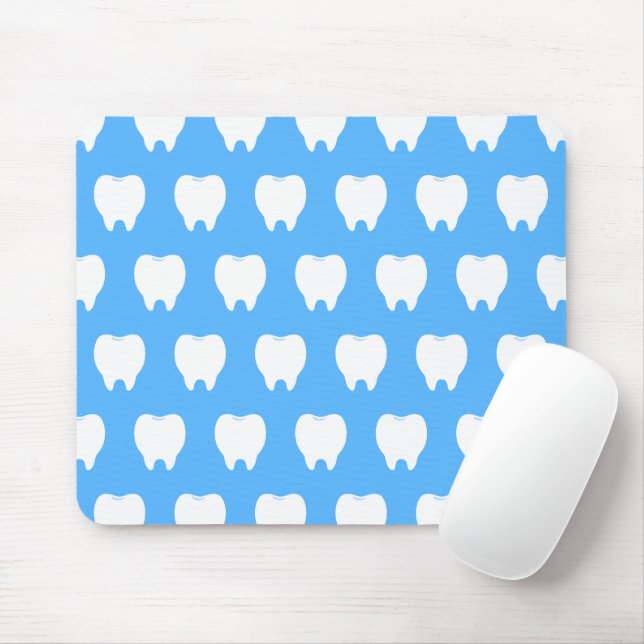 Mousepad Dente Branco Simples com Padrão Azul Claro – Limpo (Com mouse)