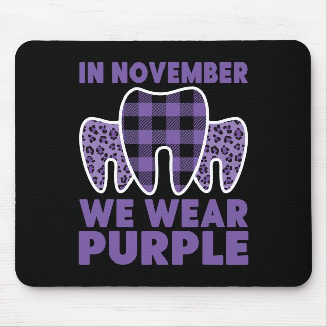 Mousepad Dente em novembro Vestimos Alzheimer Roxo (Frente)