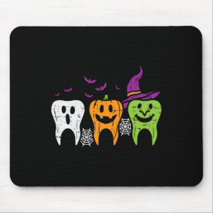 Mousepad Dente Fantasma Abóbora Bruxa Fofo Halloween Odonto