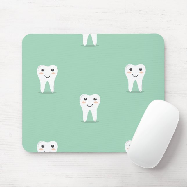 Mousepad Dente feliz de Kawaii (Com mouse)