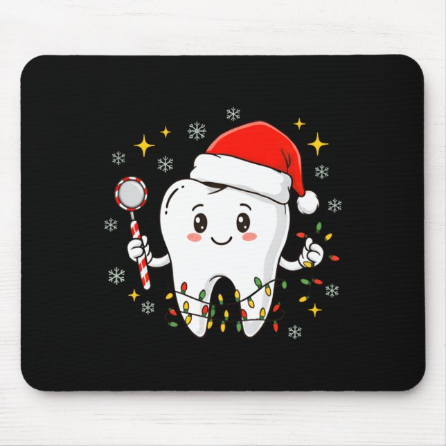 Mousepad Dentist Christmas Teeth Xmas Lights Funny Dental S (Frente)