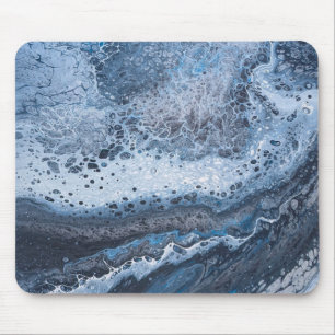 Mousepad Deriva Abstrata do Oceano Azul e Cinza