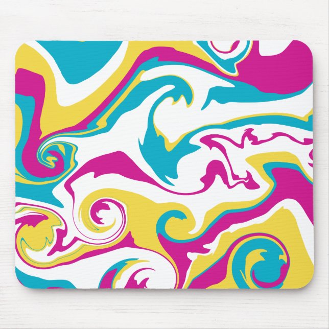 Mousepad Derramar - Turquesa, Amarelo, Rosa e Branco (Frente)